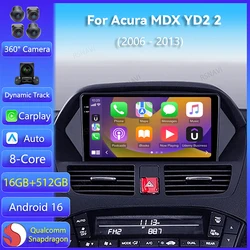 Android 15 Carplay Auto For Honda Acura MDX YD2 2 2006 2007 2008 - 2013 Car Radio Navigation Player Multimedia WIFI+4G 2K Screen