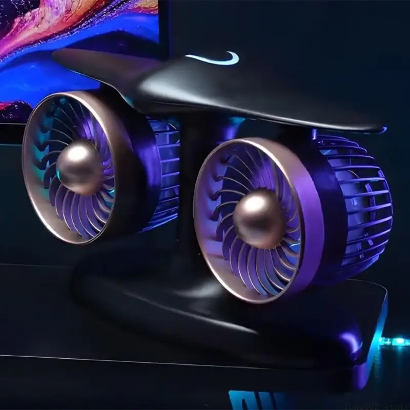 

D0AB Многофункциональный вентилятор для кемпинга 8000 мАч Перезаряжаемый настольный вентилятор Вентилятор с двойной головкой