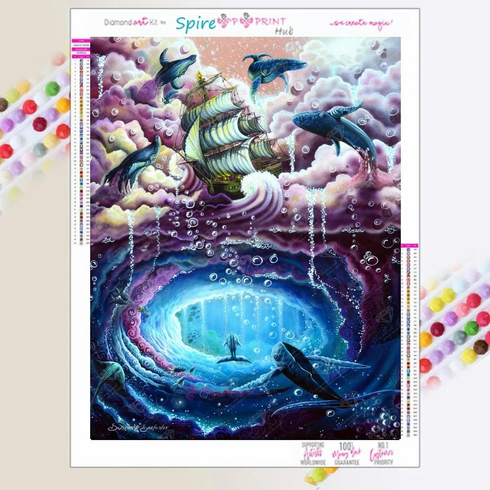 New Arrivals 2023 Diy AB Diamond Painting Kit Embroidery Mosaic Collide Submarine Vortex Art Cross Stitch Home Decoration Gift