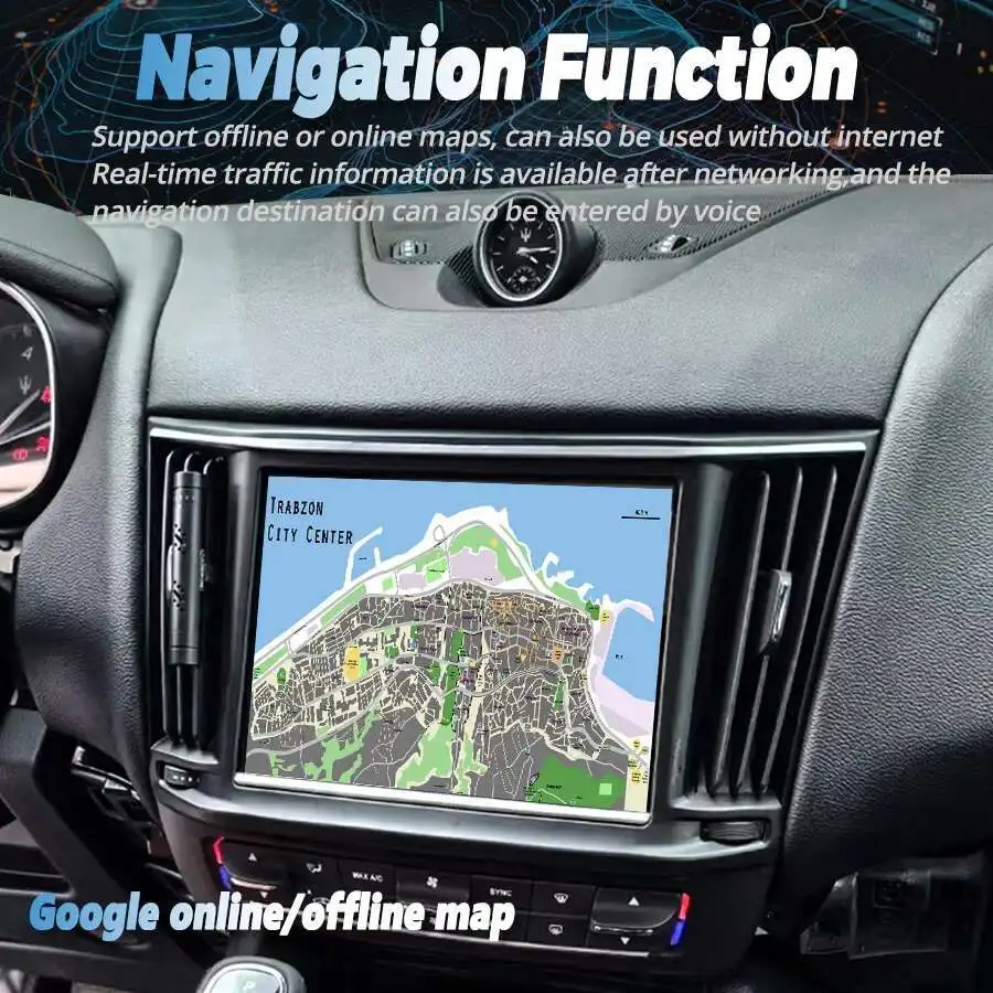 Radio Mobil Bluetooth Android 14 untuk Maserati Levante 2017-2024 Pemutar Video Multimedia Stereo Navigasi GPS Unit Kepala Carplay