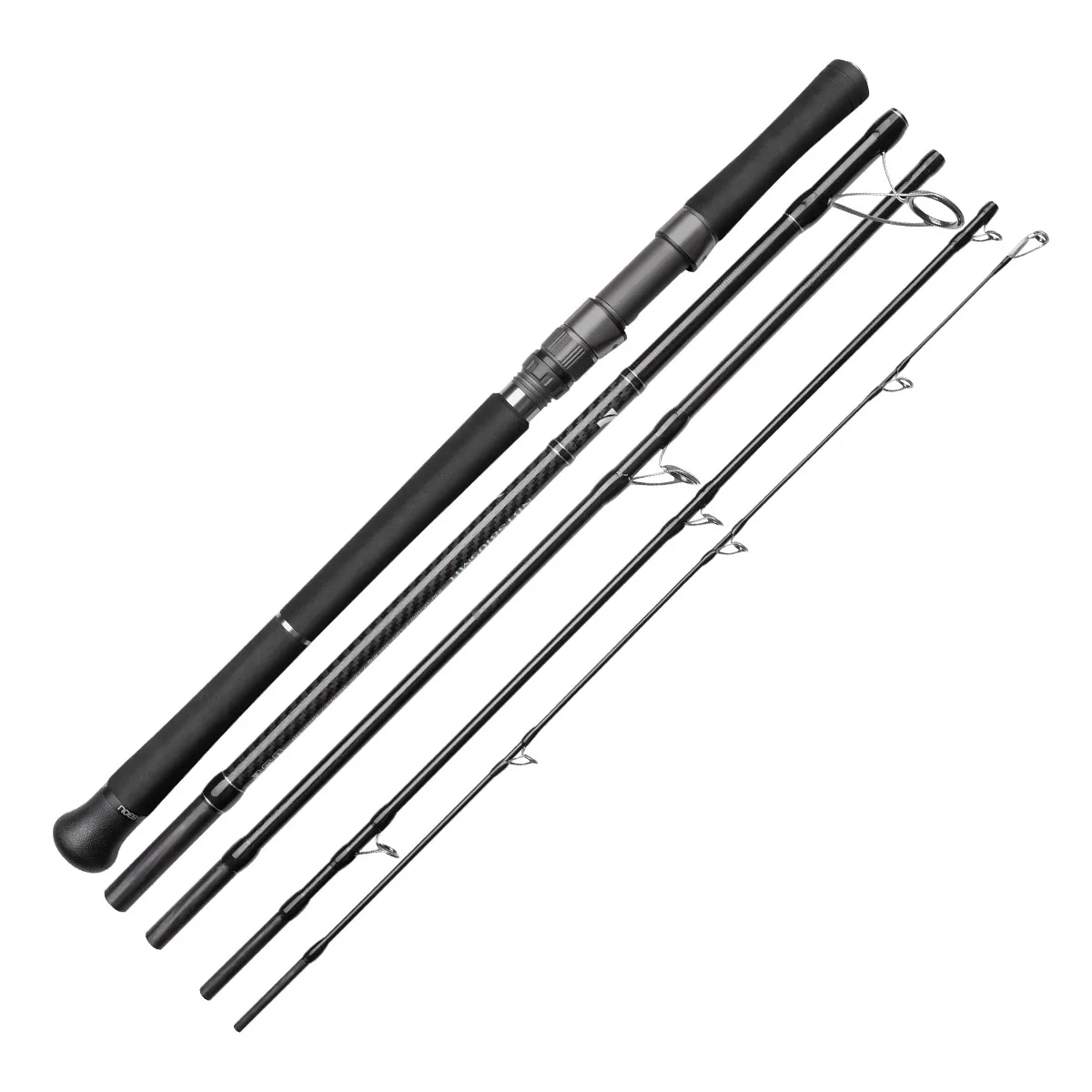 Noeby 5-teilige Beast Reise-Shore-Jigging-Angelrute 2,9m 14kg Tragkraft Köder 150g Fuji Set Boarding Spinnruten Angelrute