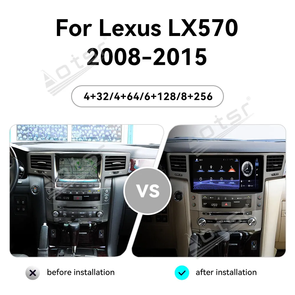Radio samochodowe z Androidem 13, ekran dotykowy 12,5 cala, CarPlay, do Lexusa LX570 2008-2015, odtwarzacz multimedialny, nawigacja GPS, jednostka główna, DSP, BT