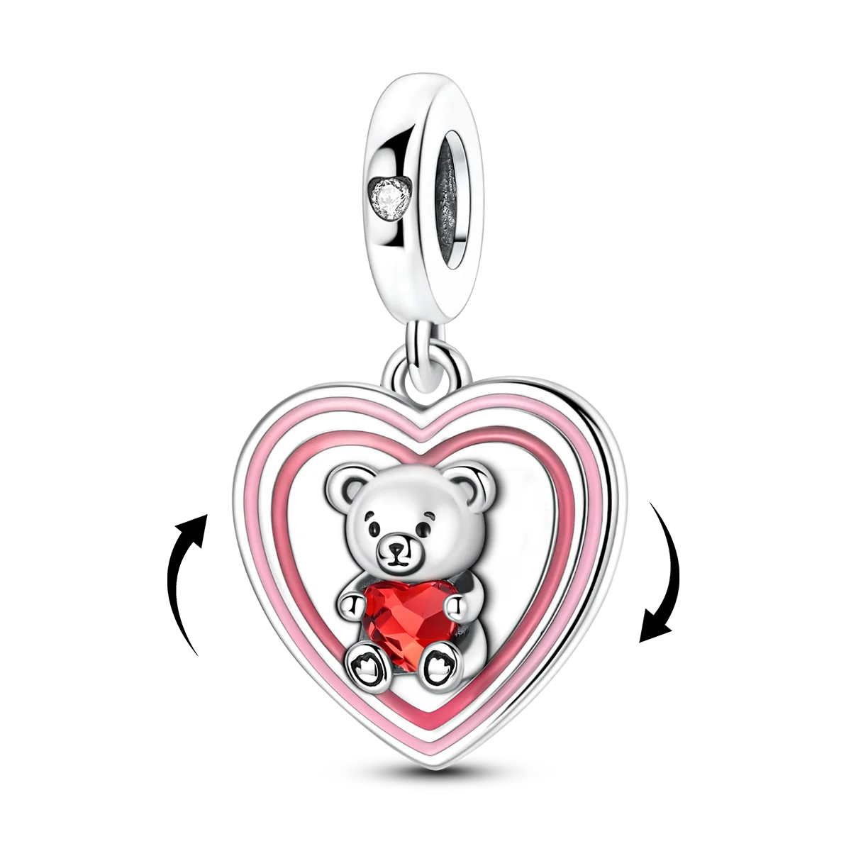 

New 925 Silver Charm Love Bear Original Pendant Fit Bracelet Necklace Making For Lady Jewelry Gift