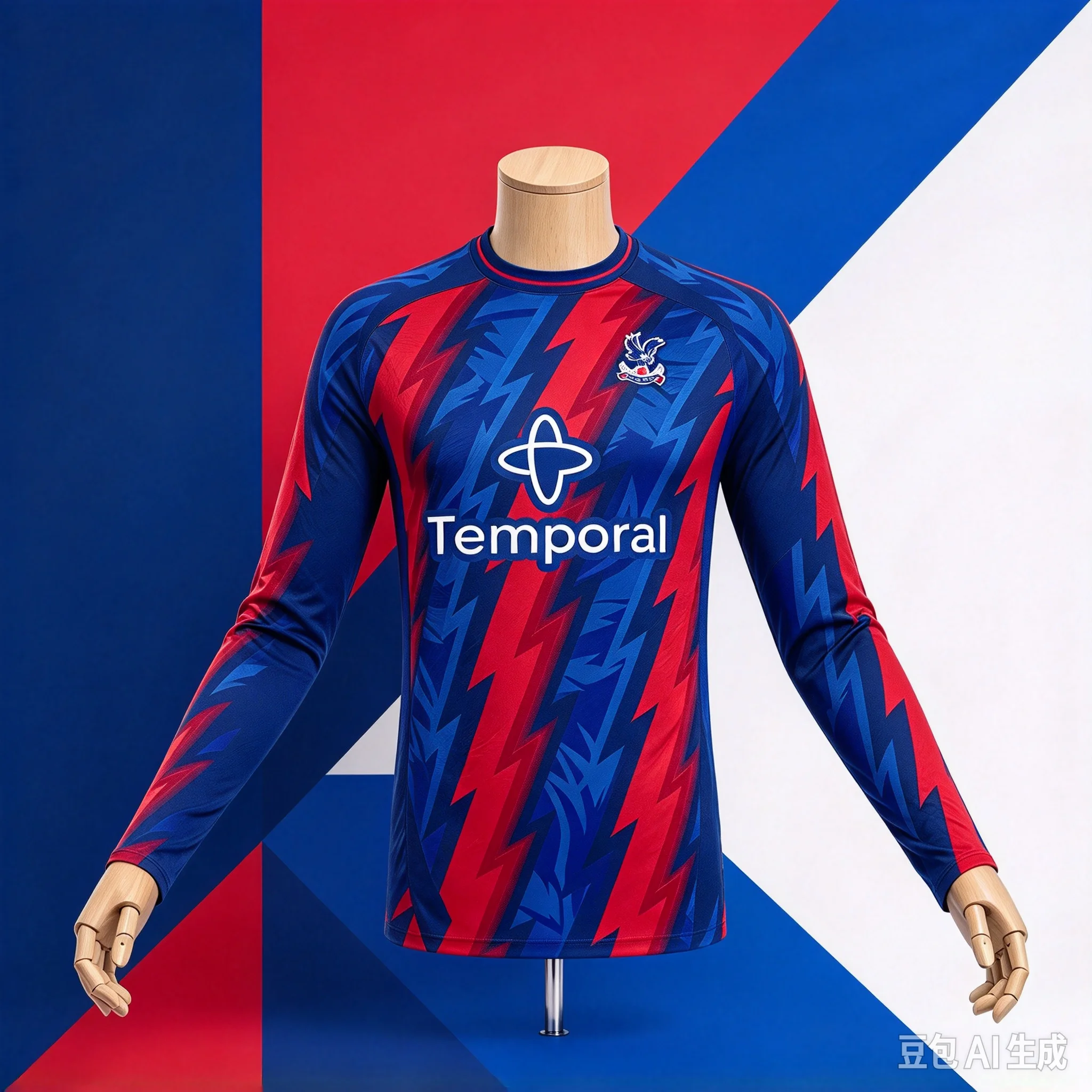 Crystal Palace Club 26‑27 Long Sleeve Soccer Shirt, Breathable & Quick Drying Abstract Design Men's Sportswear,  New Season