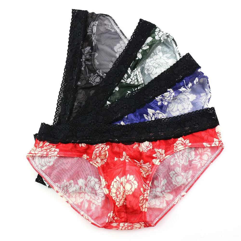 

Breathable Sexy Briefs Flower Printed Briefs Everyday Use 2XL Breathable Sexy Briefs For Men Fashionable Lingerie