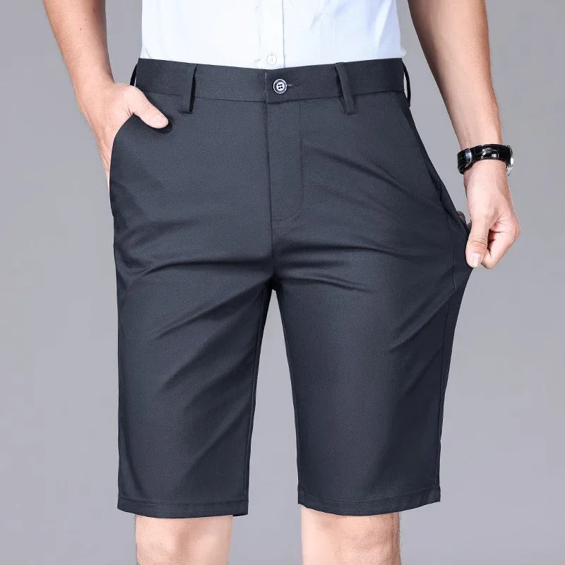 

Повседневные шорты мужские летние новые модные деловые прямые эластичные тонкие короткие брюки высокого качества умные повседневные брюки мужская одежда