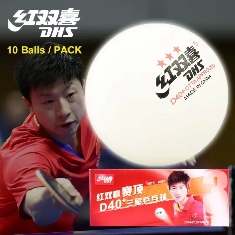 Original dhs 3 sterne d40 tischtennis bälle abs neues material 10 teile/paket ping pong bälle mit naht ittf zugelassene dhs bälle