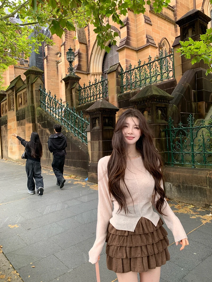 

CloudSweet Sweet Cloud Soluble Wool Knitwear: Универсальный весенне-летний повседневный свитер с коротким рукавом и круглым вырезом для женщин