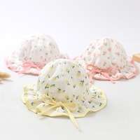 Summer Sunshade Hat Cute Floral Bucket Cap Dome Cotton Baby Fisherman Hat Thin Style 1-18 Month Sunscreen Hat