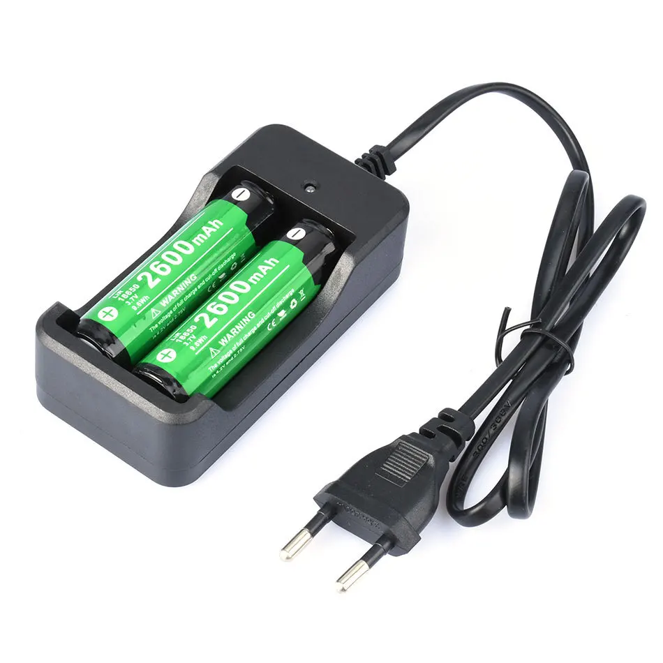 18650 Battery Charger EU Plug 2 Slots Smart Fast Charger 18650 Lithium Rechargeable Battery Charging Device DC 4.2V 1A