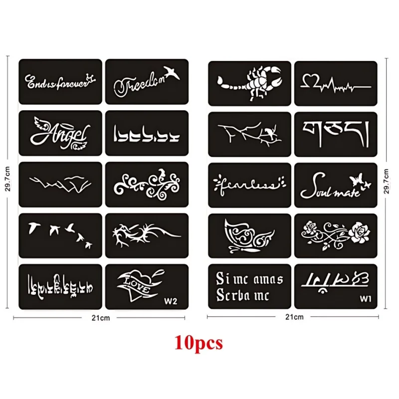 10-99pcs Temporary Tattoo Stencils for Kids Teens Adults Hands Finger Neck Body  Henna Glitter Airbrush Tattoo Stencils Template