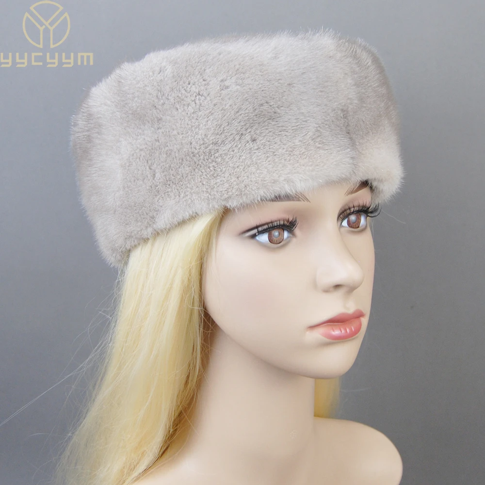 2024 Women Winter Elegant European and American Fashion Women Fashion Real Mink Fur Cap 100% Real Natural Whole Fur Mink Fur Hat