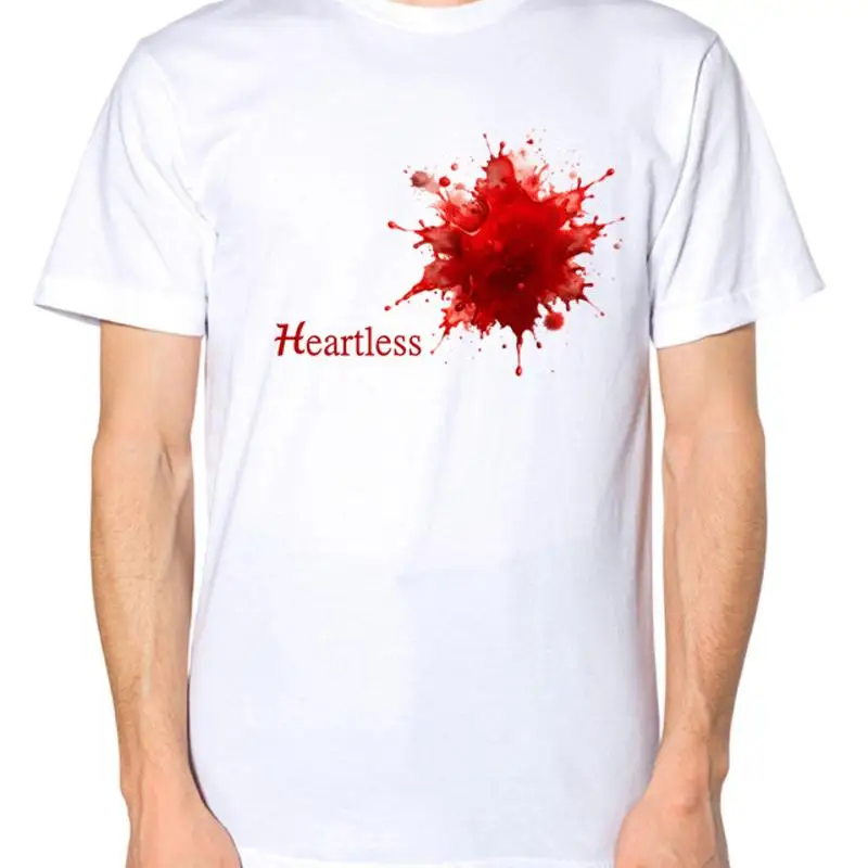 Camiseta sin corazón con salpicaduras de sangre falsa, divertida y fresca, vestido elegante