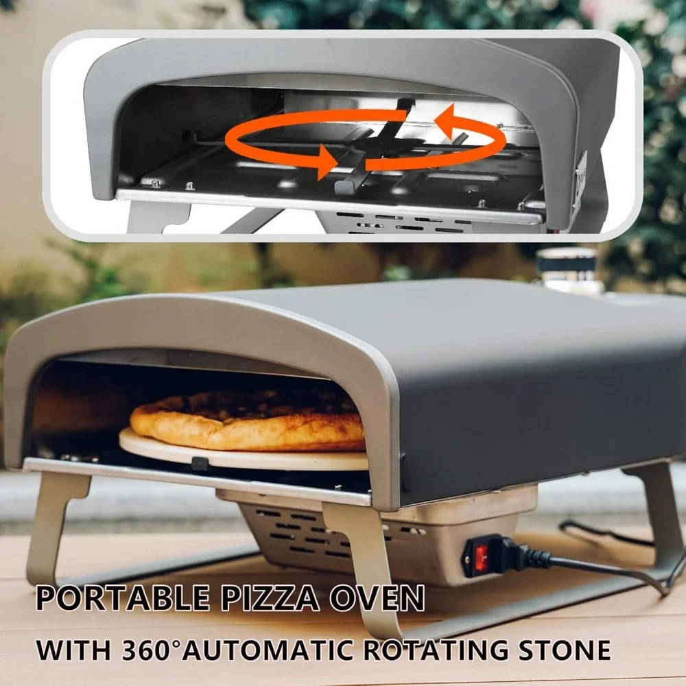 Gas Pizza Oven Portable Propane Pizza Oven with Automatic Rotating Stone for Outdoor Cooking,Portable Gas Pizza Oven for Party