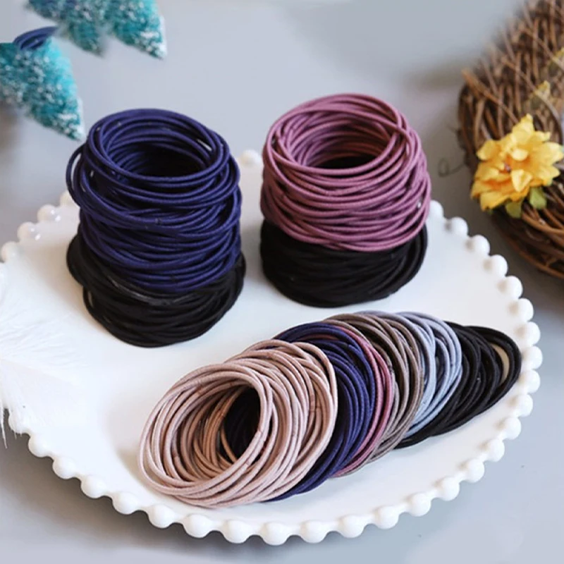 100/400pcs Hair Ribbons Hair Rope Stretch Hair Ring Girls Hair Tie Women Hair Tie Seamless Hair Tie Ponytail Holder Headgear