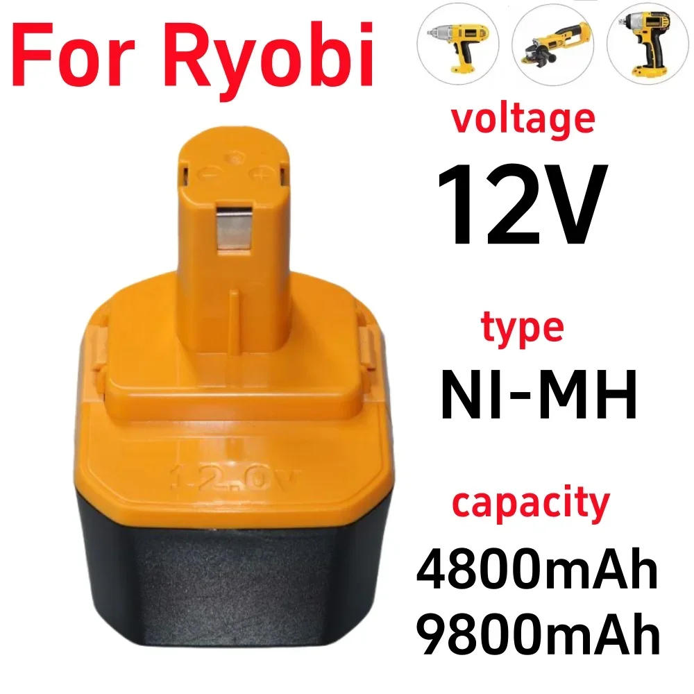 9800mAh 4800mAh for Ryobi 12V Power tool Battery Replacement B-8286 BPT1025 RY-1204 1400143 1400652 1400670 440000