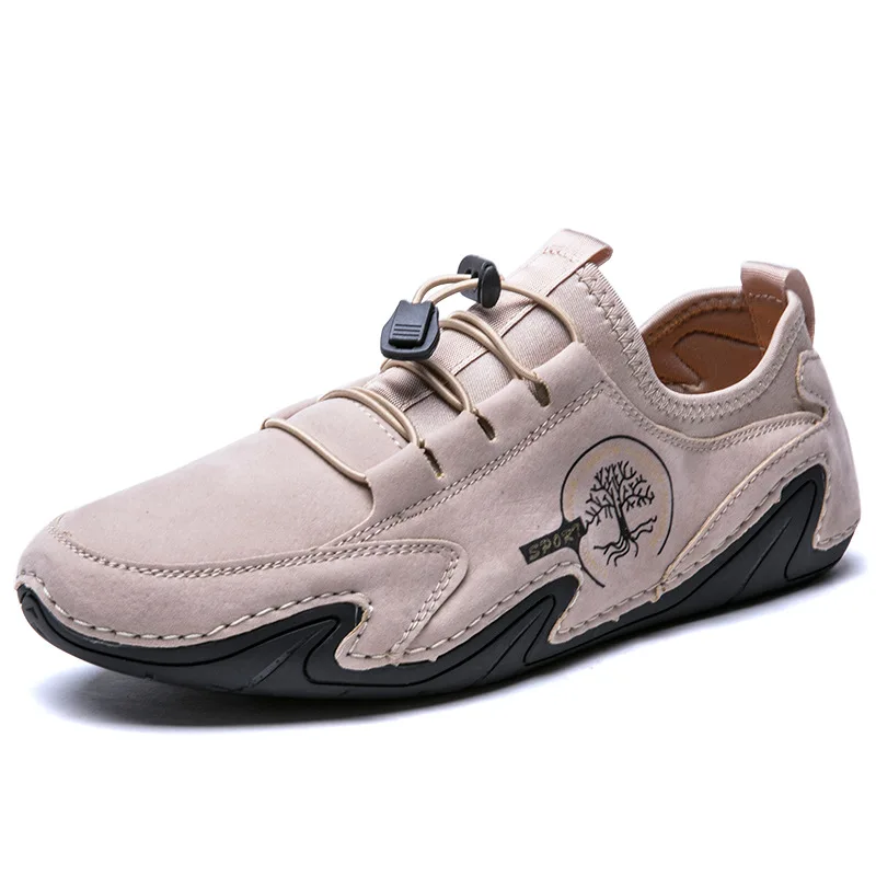 Men Casual Shoes Leather Fashion Men Sneakers Handmade Breathable Mens Loafers Boat Shoes Plus Size 38-48 Driving Shoes image 3