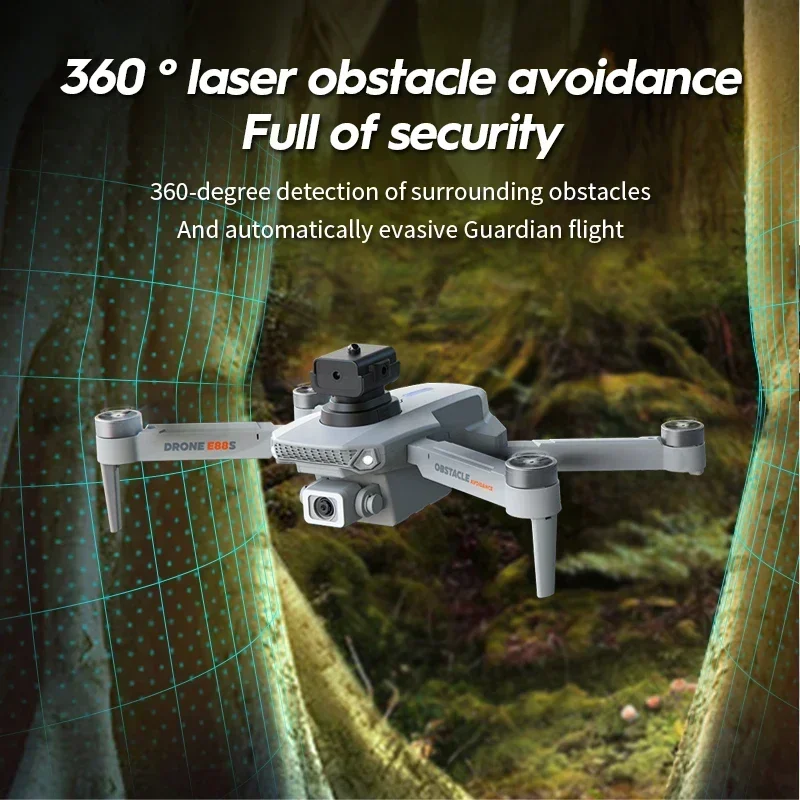 E88S Rc Drone 4K Wide HD Camera Obstacle Avoider Brushless Motor Height Fixed Remote Control Foldable Quadrotor