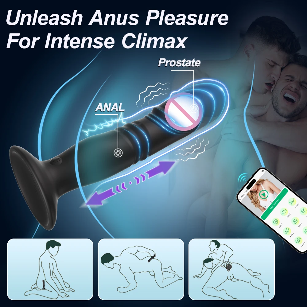 Thrusting جهاز تدليك للبروستاتا المقابس الشرجية التحكم عن بعد تهتز بعقب المكونات G بقعة هزاز دسار للرجال النساء Gode الجنس لعب