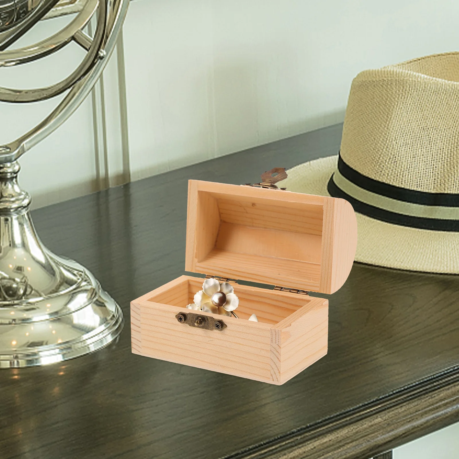 

2pcs Solid Wood Chest Box Small Size Storage Treasure Organizer Moisture Proof Wooden Gift Case For Candy Trinkets Desktop