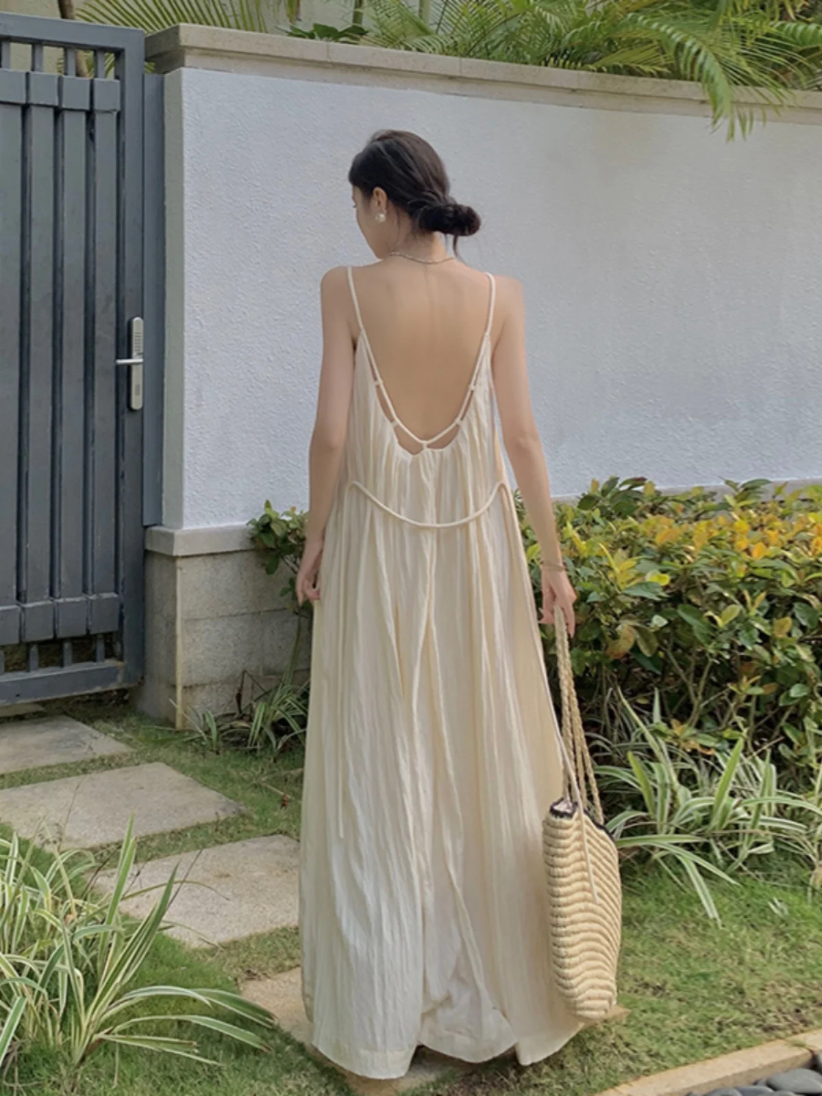 Seaside Photography Clothes Immortal Beach Skirt Sling Backless Dress Atmosphere Slimming Loose Holiday Sle Skirts