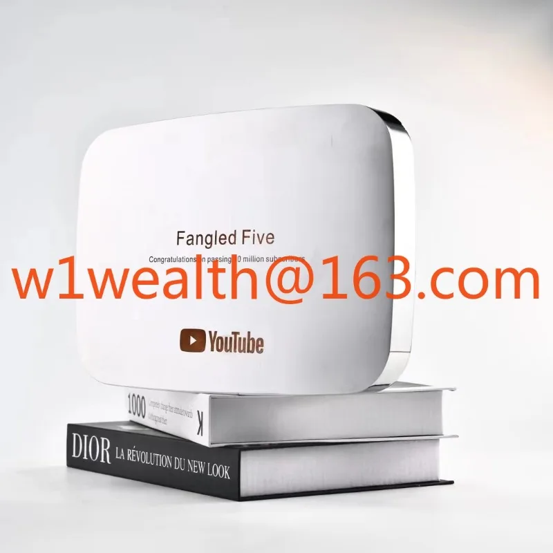 شعار مخصص جائزة السيارات جائزة الكأس ميدالية اللوحة أروع هدية مع زر اللعب الفضة والذهب اللوحة جوائز يوتيوب