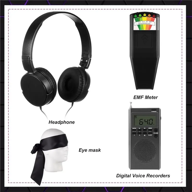 CABE-Ghost Box Emf Meter 4 Pcs Equipment Kit Magnetic Field Detector Headphone Blindfold For Outdoor Home Investigation view 2
