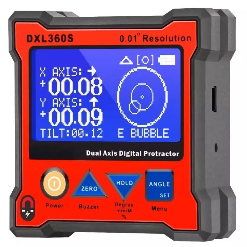 Level with Magnetic Angle Meter Angle Box High Precision Dual-axis Digital Display Inclinometer DXL360S