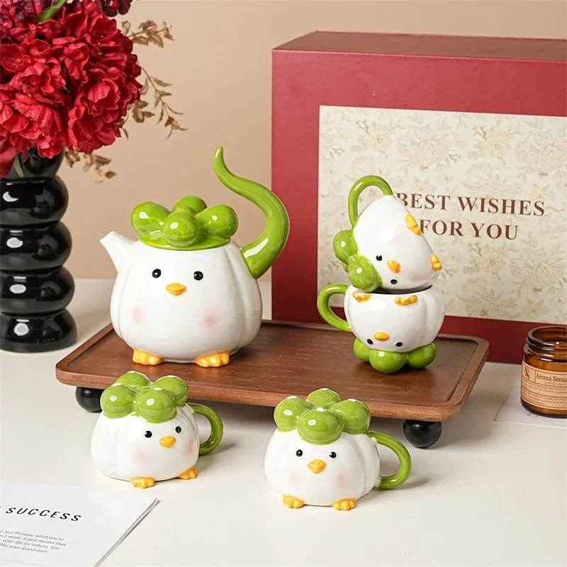 Creativity Ceramic Apple Teapot Tea Set With Cup For Home Tea Party Centerpiece Table Decor Gift For friends birthday gift