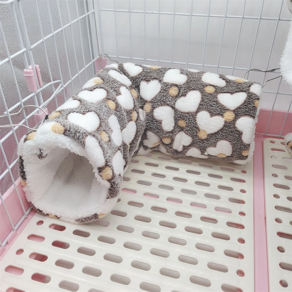 Herz Solf Baumwolle Plüsch Hamster Spielen Tunnel Winter Warme Nest für Frettchen Meerschweinchen Eichhörnchen Kleine Haustier Spielzeug Zubehör – Detail 9