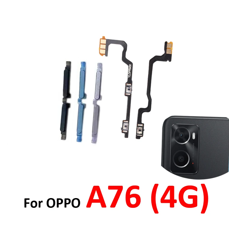 For Oppo A76 4G CPH2375 Phone New Volume Button Up Down External Key Internal On Off Flex Cable Repair Parts Black Blue Silver