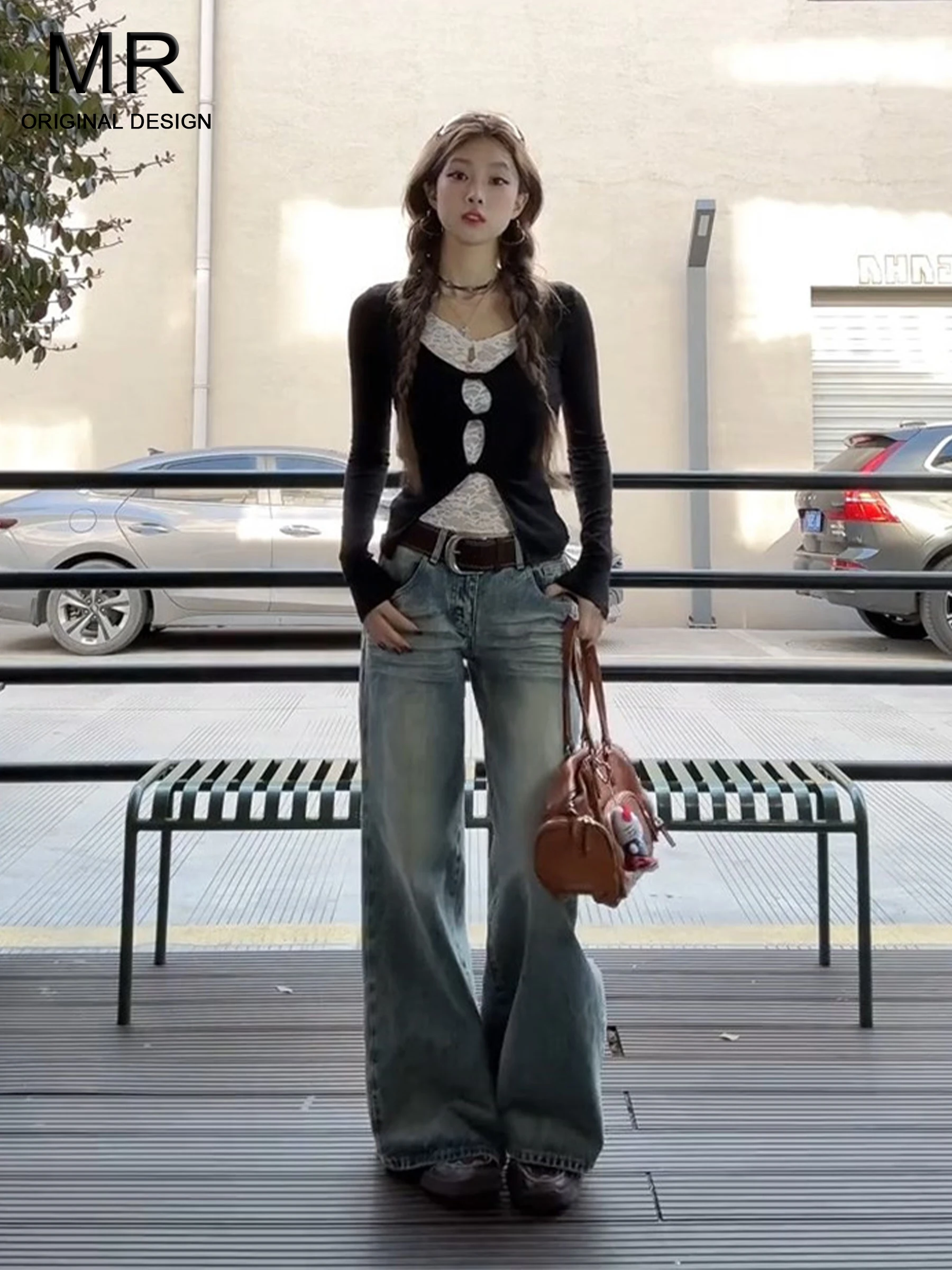 

American Style Low Waist Bell Bottom Jeans Women Summer New Loose Straight Wide Leg Pants Casual Spring Cotton Blend Denim