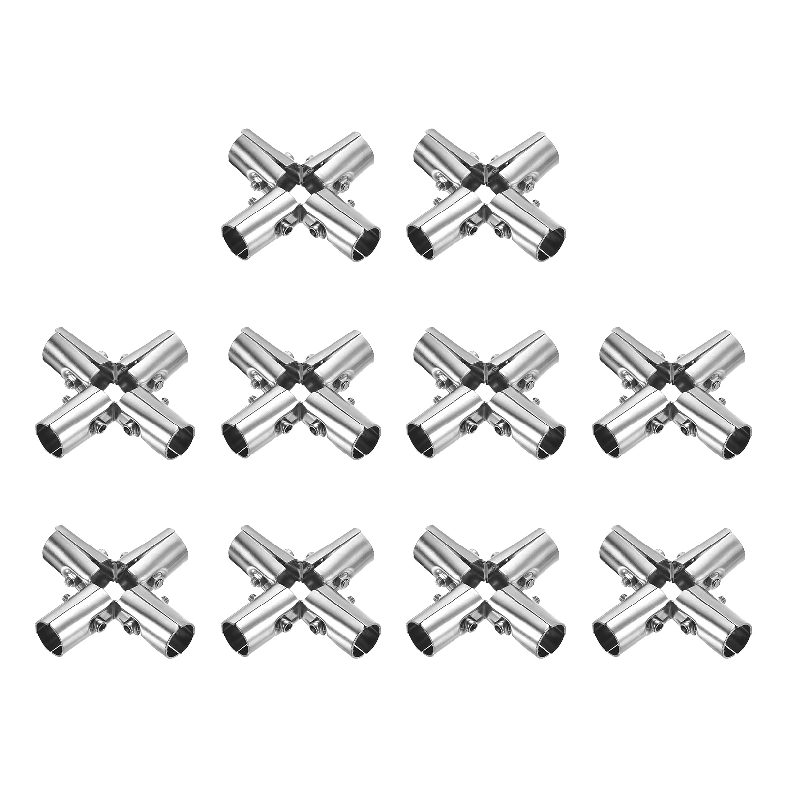 

10Pcs Structural Pipe Connector 180Degree 5Way Metal Joint Chain Link Fence Clamp Stainless Steel Corner Fitting End Rails Clamp