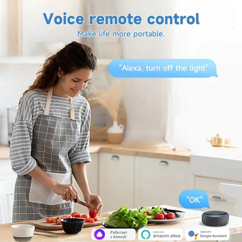 Aubess TUYA WiFi Mini Smart Switch 1/2/3/4 Gang Smart Life APP Wireless Remote Control Voice Control work with Alexa Google