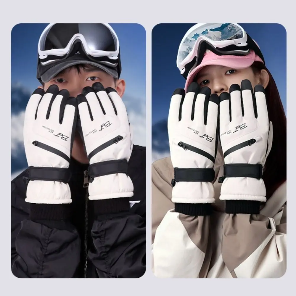 

With Zippered Pocket Ski Gloves Thicken Full Finger Touchscreen Gloves Mobile Phone Touch Screen Warm Motorcycle Gloves Women