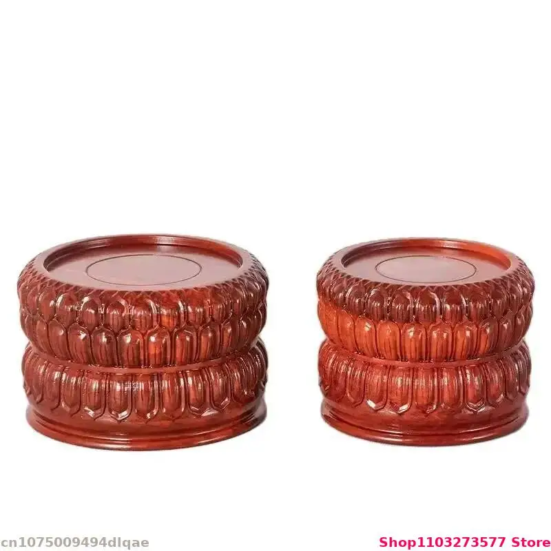Piedistallo per esposizione di loto con intaglio di radici in legno massello Mini scultura Decorazione piedistallo Vaso Decorazione artigianale in ceramica Base Zen