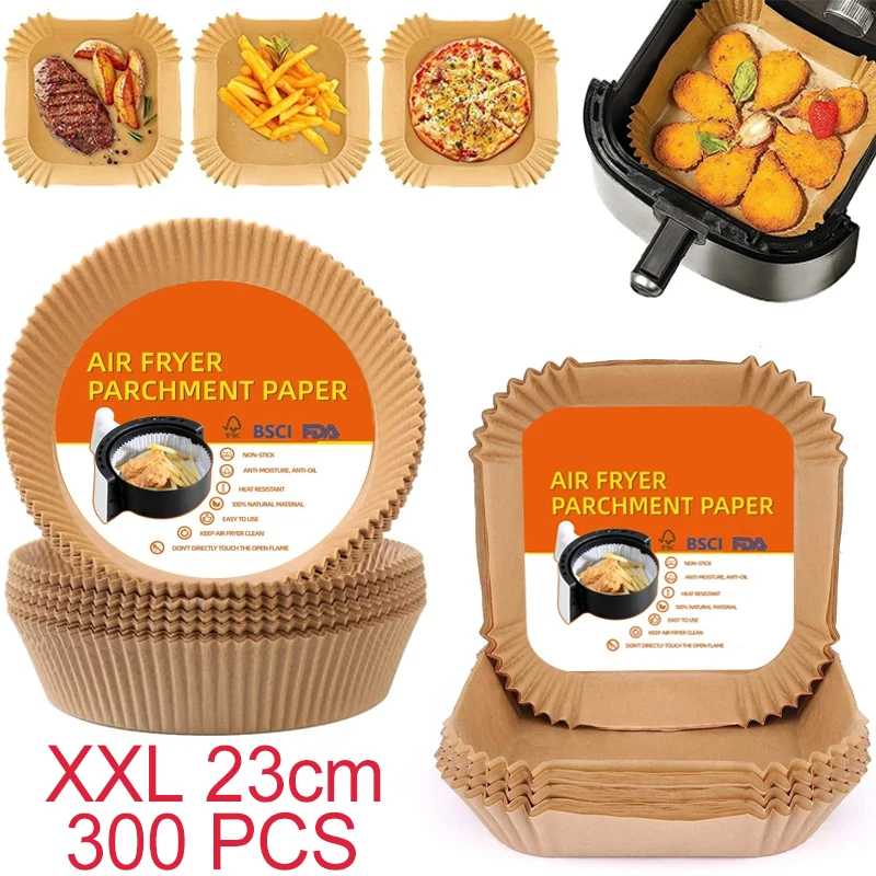 

Air Fryer Paper Liner 16/23cm Square/Round Oil-proof Disposable Parchment Special Paper Tray Baking Mat Air Fryer Accessories