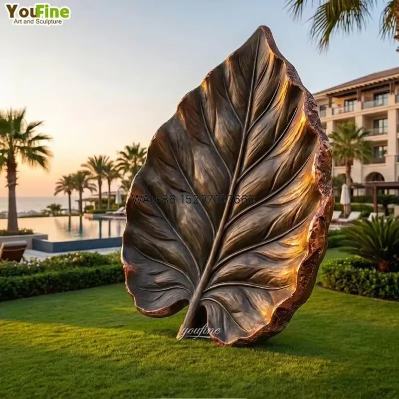 Wmwmnu for YouFine Custom Cast Bronze Leaf Sculpture Outdoor Garden Nature Art Decor Large Landscape Design