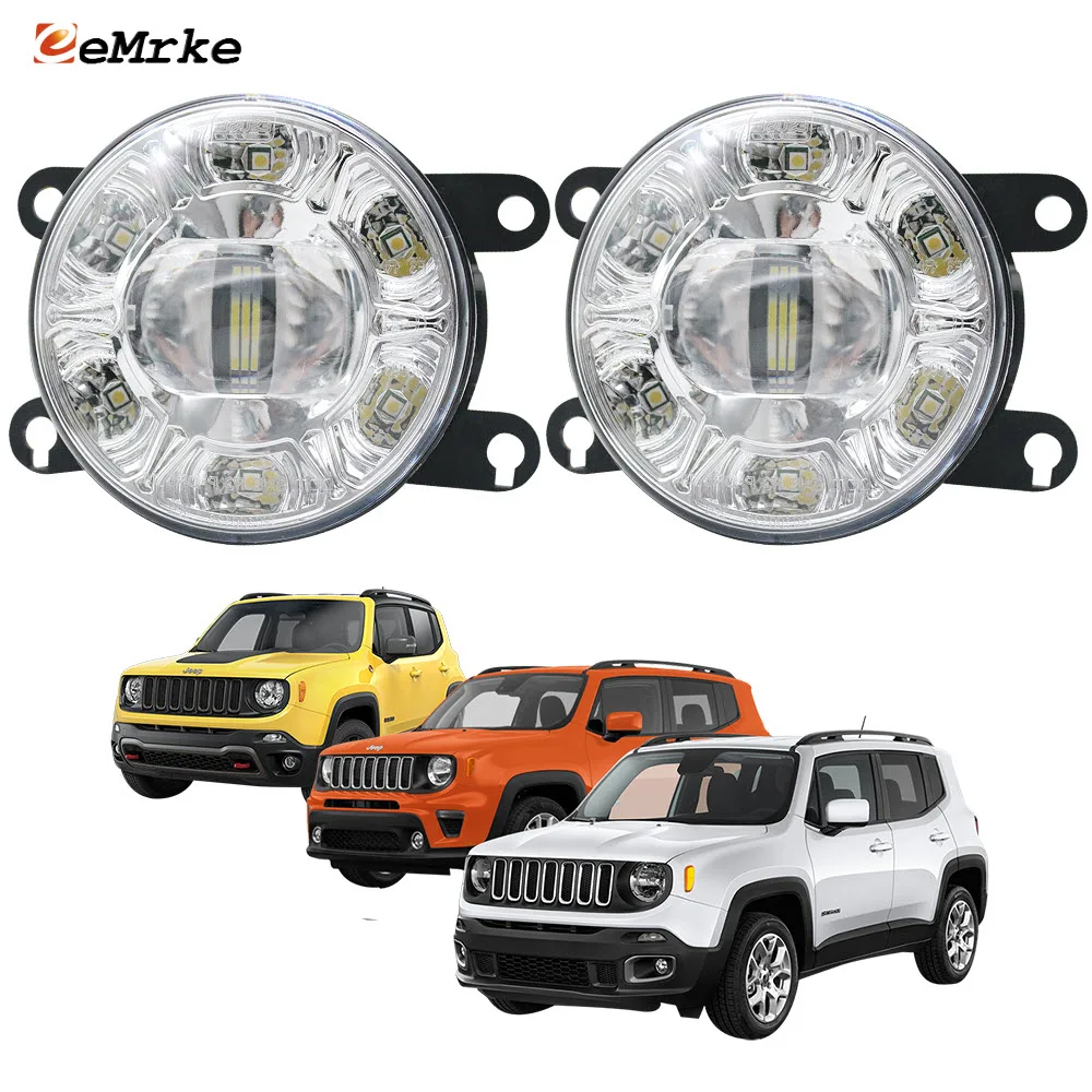 

LED Fog Lights + Led DRL for Jeep Renegade 2014 2015 2016 2017 2018 2019 2020 2021 2022 Car PTF Clear Lens Daytime Running Lamp