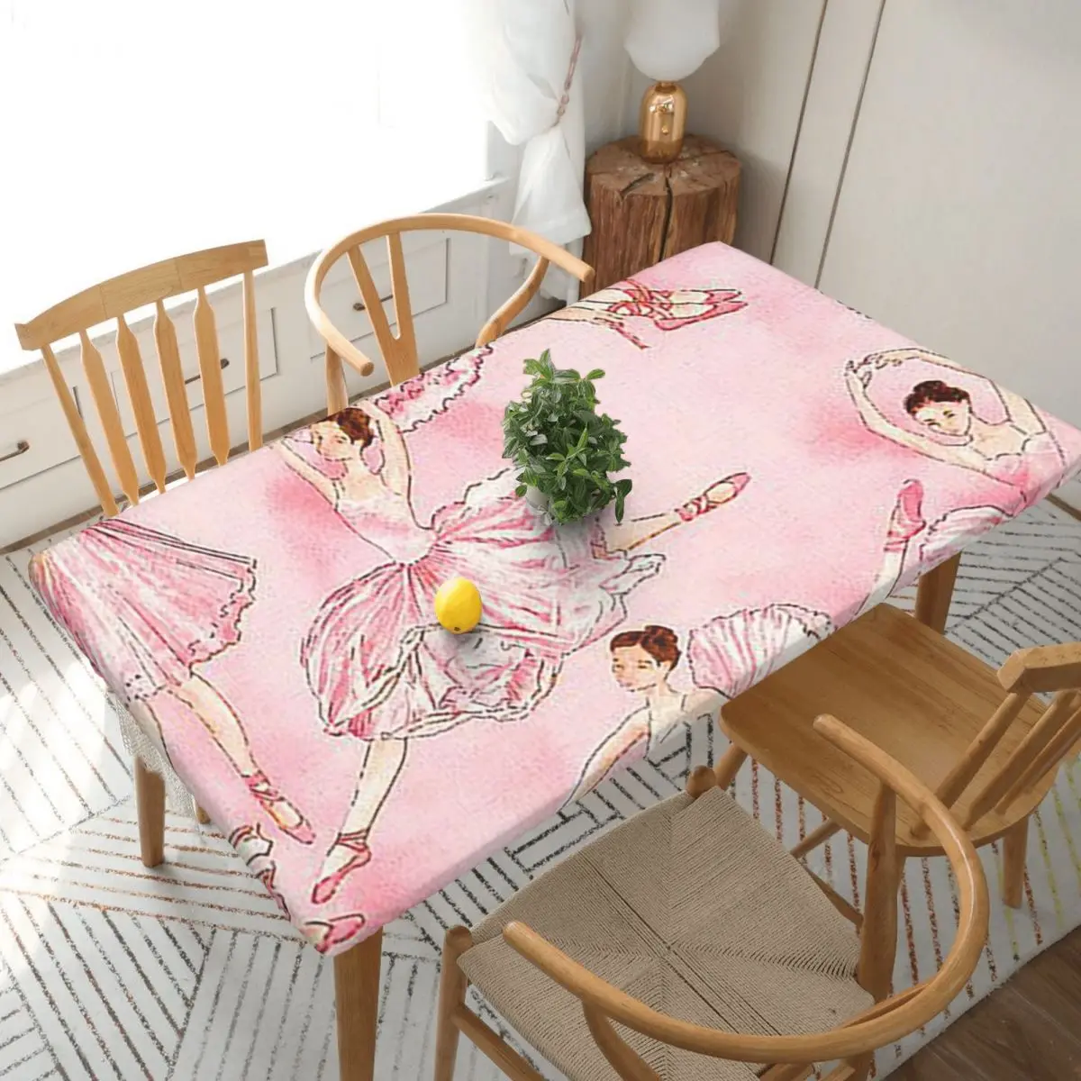 Ballet Dance Makes Me Free Ballerina Dancer Custom Rectangular Tablecloth Oilproof Table Cover for Dining Events Table Cloth