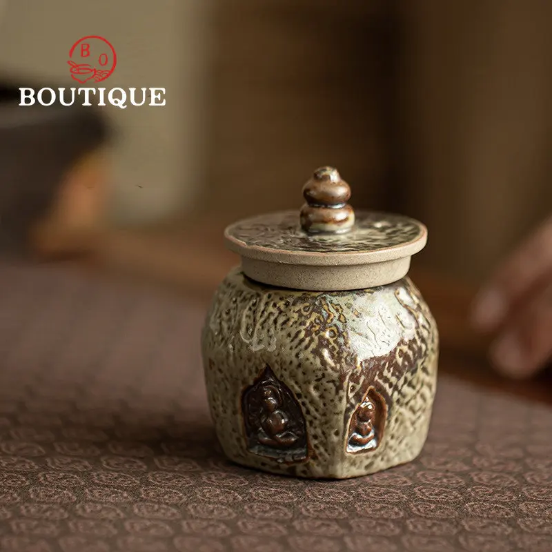 

Dunhuang Kiln Change Lid Holder Retro Round Cover Set Stone Pottery Saucer Lid Shelving Rack Ceramic Kung Fu Tea Set Accessories