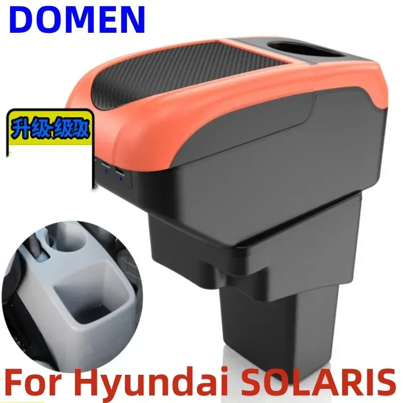 

For Hyundai SOLARIS Armrest Box Original dedicated central armrest box modification accessories Large Space Dual Layer USB Charg