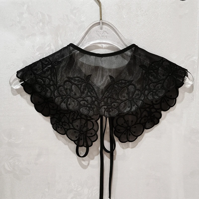 Women Lolita Shawl Fake Collar Autumn Winter Black Color Lace Shawl False Collar Small Capes Detachable Collar Wrap Shawl