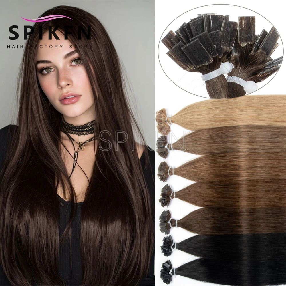 Straight Fusion Flat Tip Human Hair 12-22 inches Natural Black Brown Blonde Colors Pre Bonded Keration Salon Hair Extensions