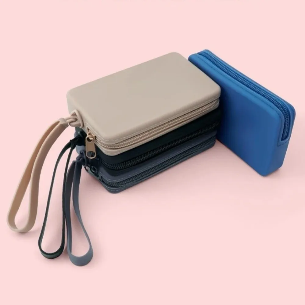 Quadratische digitale Aufbewahrungstasche, wasserdicht, große Kapazität, Münzgeldbörse, Silikon, multifunktionale Kulturtasche, Tasche für Kabelzubehör