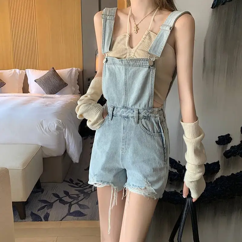 

Rompers Women Fashion High Waist Solid Sweet Casual Summer Ulzzang Loose Wide Leg Simple Students All-match Pure Minimalist