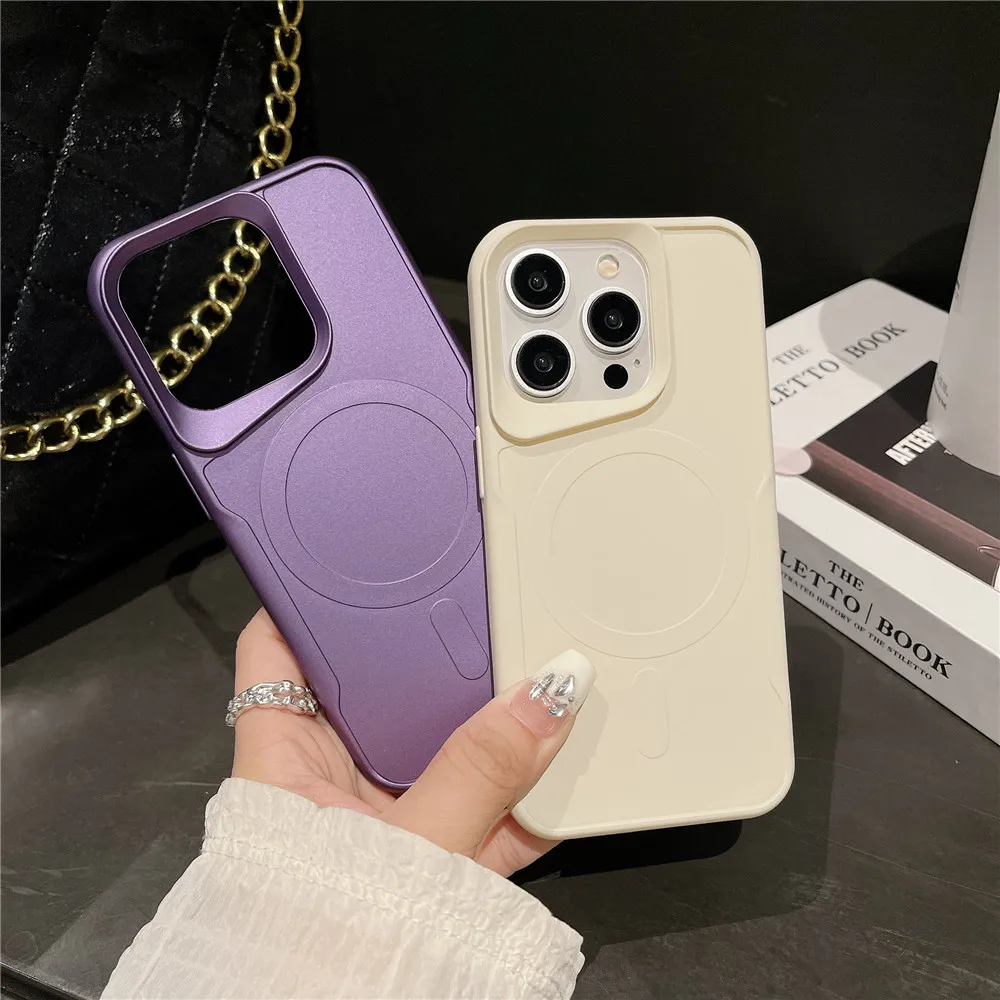 Ottwn Cute Skin Sensation Phone Case for Iphone15 14 13 12 11 Pro Max Magnetic Wireless Charge Soft Shockproof Back Bumper Cover