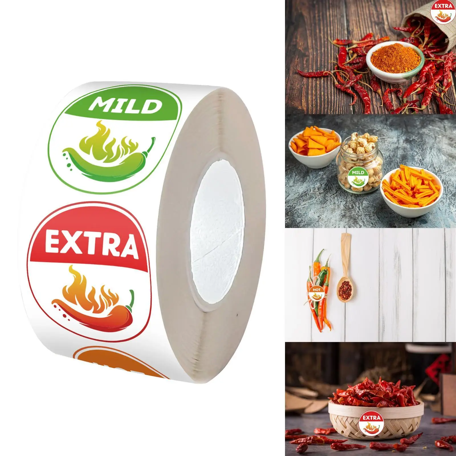 

500Pcs/Roll Spicy Indicator 25mm Peel-and-stick Self Sticky Spicy Food Labels