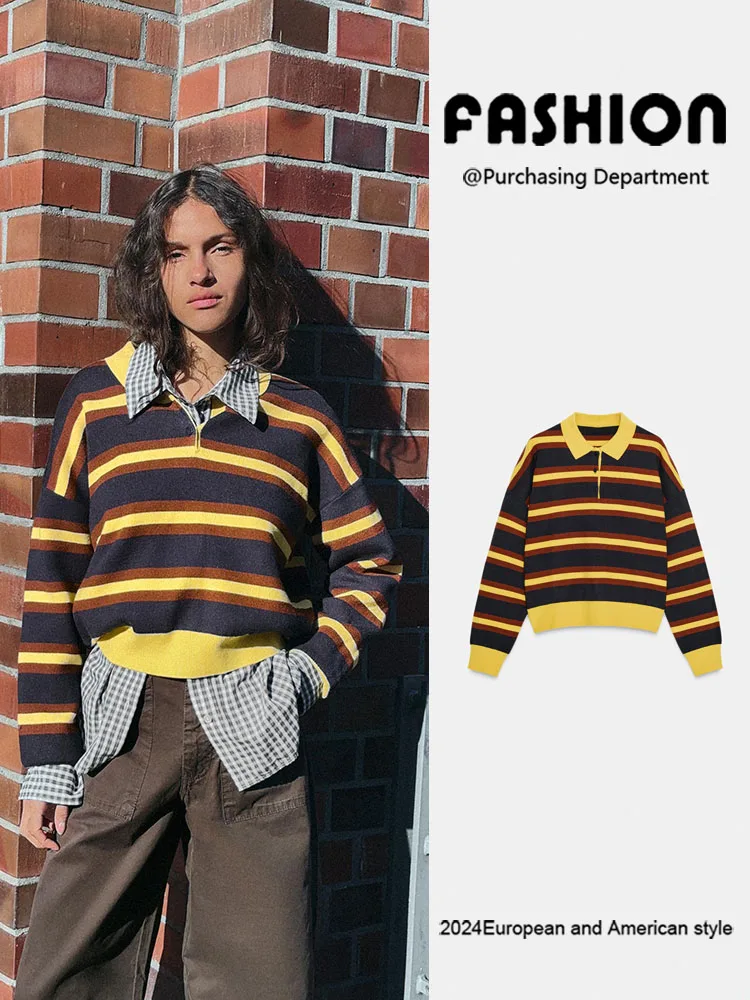 

Winter New Women's Ne Knitwear Long Sve Striped irt Versatile Classic Sle European Faion Ladies' Premium