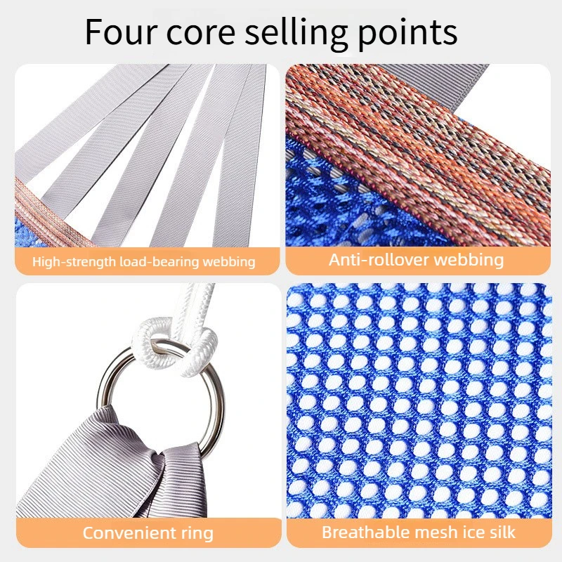 Portable Anti-Roll Double Hammock Ice Silk Mesh Breathable Camping Swing Chair Outdoor Garden Yard Hammock with Storage Bag image 3